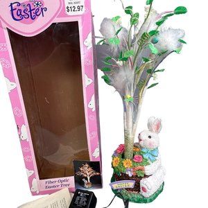 Vintage Lighted Easter Bunny Tree Decoration Walmart 18 in Ceramic Resin Feather